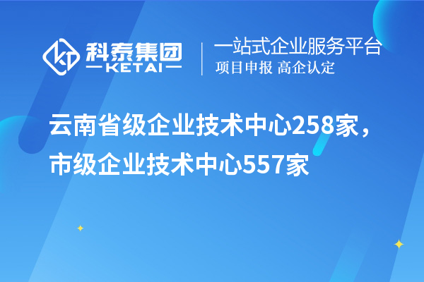 云南省级企业技术中心258家,市级企业技术中心557家