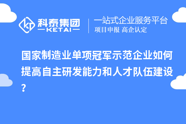 国家制造业单项冠军示范企业如何提高自主研发能力和人才队伍建设?