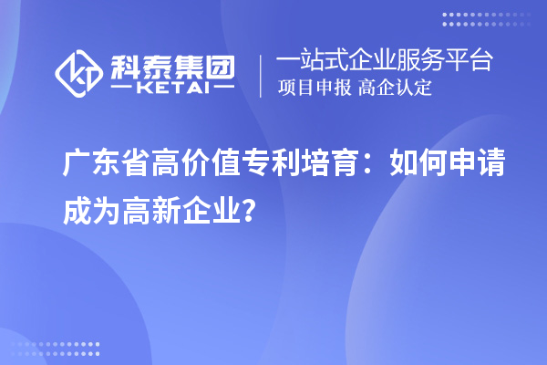 广东省高价值专利培育:如何申请成为高新企业?