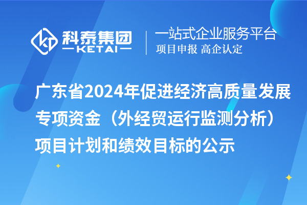 广东省2024年促进经济高质量发展专项资金(外经贸运行监测分析)项目计划和绩效目标的公示