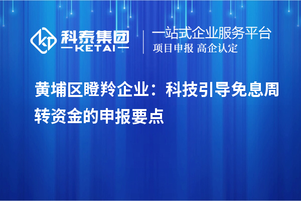 黄埔区瞪羚企业:科技引导免息周转资金的申报要点