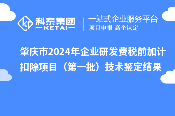 肇庆市2024年企业研发费税前加计扣除项目(第一批)技术鉴定结果