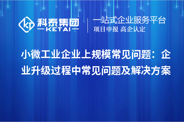 小微工业企业上规模常见问题:企业升级过程中常见问题及解决方案
