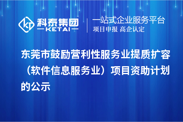 东莞市鼓励营利性服务业提质扩容(软件信息服务业)项目资助计划的公示