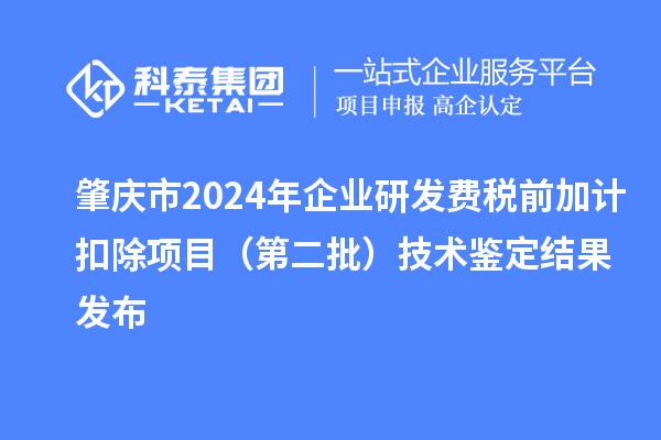 肇庆市2024年企业研发费税前加计扣除项目(第二批)技术鉴定结果发布