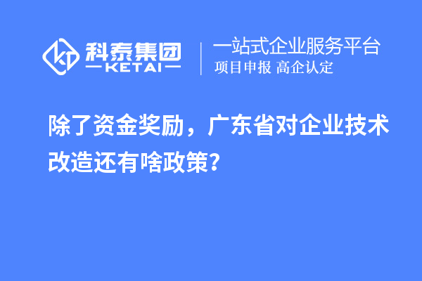 除了资金奖励,广东省对企业技术改造还有啥政策?