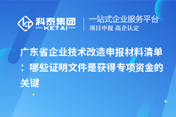 广东省企业技术改造申报材料清单:哪些证明文件是获得专项资金的关键