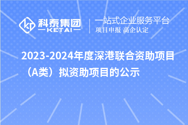 2023-2024年度深港联合资助项目(A类)拟资助项目的公示