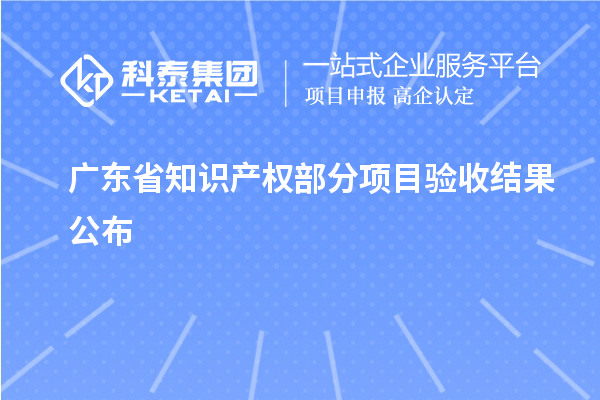 广东省知识产权部分项目验收结果公布