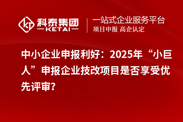 中小企业申报利好:2025年“小巨人”申报企业技改项目是否享受优先评审?