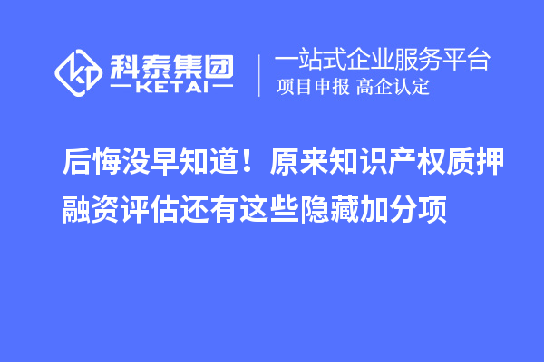 后悔没早知道!原来知识产权质押融资评估还有这些隐藏加分项