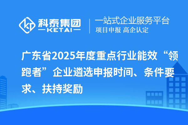 广东省2025年度重点行业能效“领跑者”企业遴选申报时间、条件要求、扶持奖励