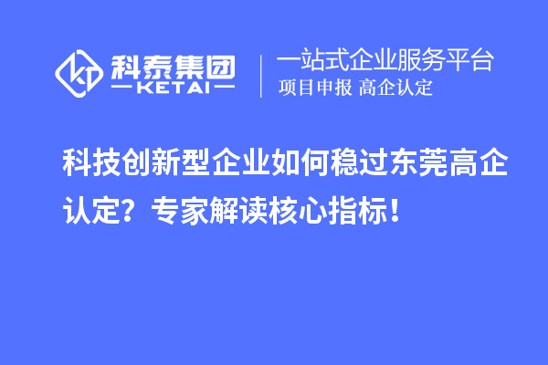 科技创新型企业如何稳过东莞高企认定?专家解读核心指标!