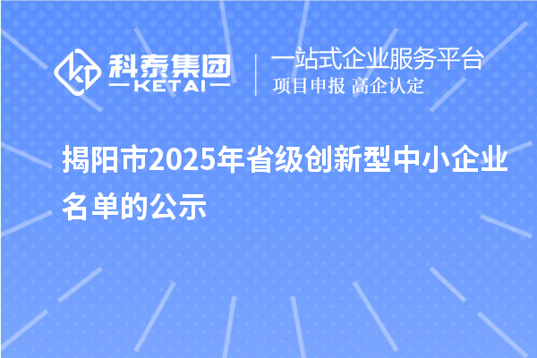 揭阳市2025年省级创新型中小企业名单的公示