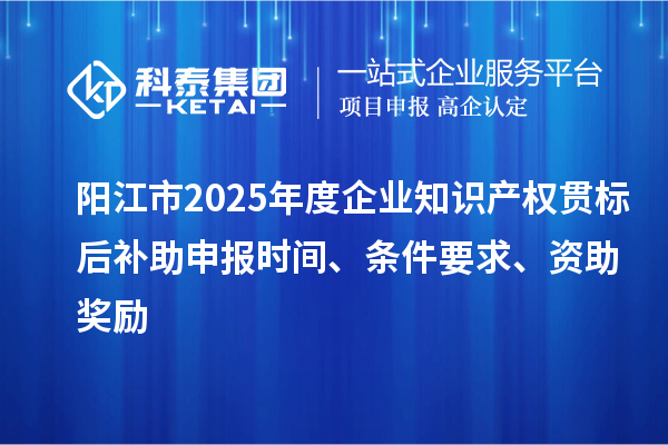 阳江市2025年度企业知识产权贯标后补助申报时间、条件要求、资助奖励