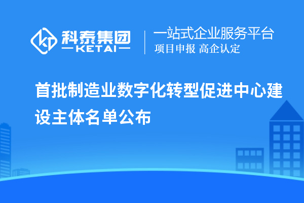 首批制造业数字化转型促进中心建设主体名单公布