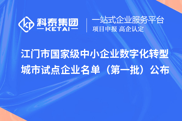 江门市国家级中小企业数字化转型城市试点企业名单(第一批)公布