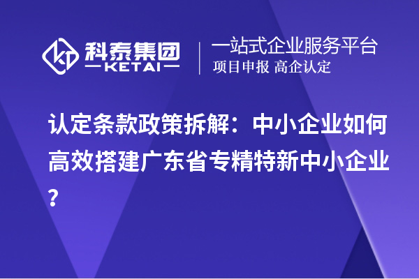 认定条款政策拆解:中小企业如何高效搭建广东省专精特新中小企业?