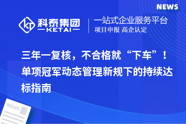 三年一复核,不合格就“下车”!单项冠军动态管理新规下的持续达标指南