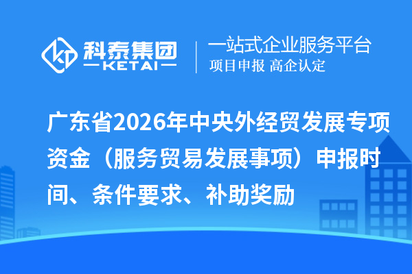 广东省2026年中央外经贸发展专项资金(服务贸易发展事项)申报时间、条件要求、补助奖励