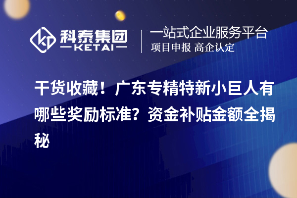 干货收藏!广东专精特新小巨人有哪些奖励标准?资金补贴金额全揭秘