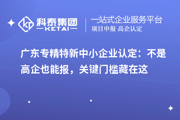 广东专精特新中小企业认定:不是高企也能报,关键门槛藏在这