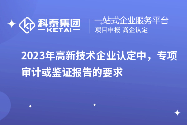 2023年高新技术企业认定中，专项审计或鉴证报告的要求