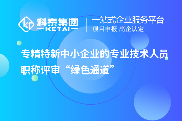 专精特新中小企业的专业技术人员职称评审“绿色通道”