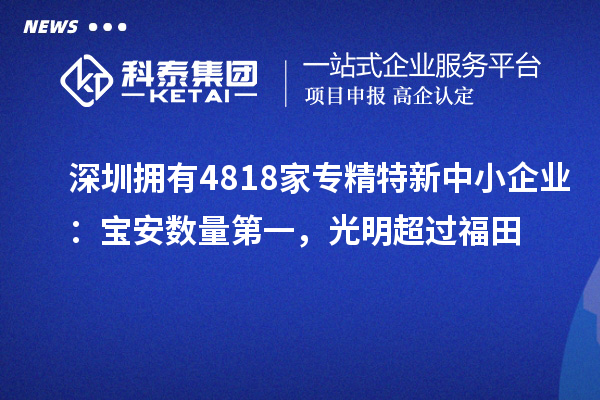 深圳拥有4818家专精特新中小企业：宝安数量第一，光明超过福田