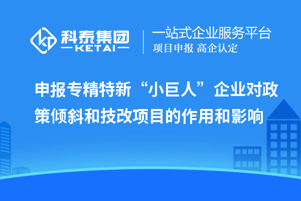 申报专精特新“小巨人”企业对政策倾斜和技改项目的作用和影响