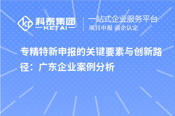专精特新申报的关键要素与创新路径：广东企业案例分析