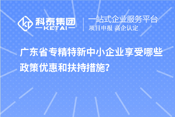 广东省专精特新中小企业享受哪些政策优惠和扶持措施？