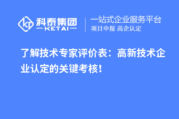 了解技术专家评价表：高新技术企业认定的关键考核！