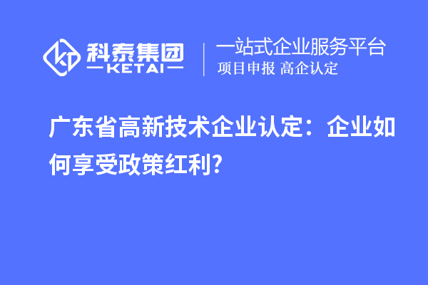 广东省高新技术企业认定：企业如何享受政策红利?