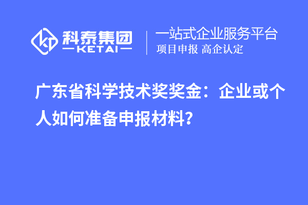 广东省科学技术奖奖金：企业或个人如何准备申报材料？