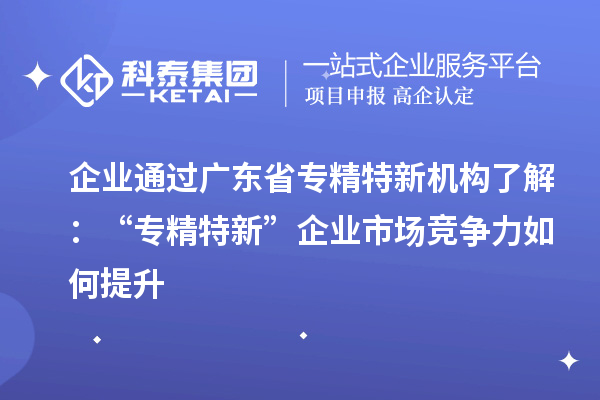 企业通过广东省专精特新机构了解：“专精特新” 企业市场竞争力如何提升