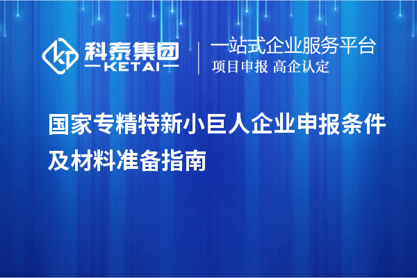 国家专精特新小巨人企业申报条件及材料准备指南
