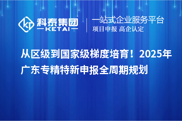 从区级到国家级梯度培育！2025年广东专精特新申报全周期规划