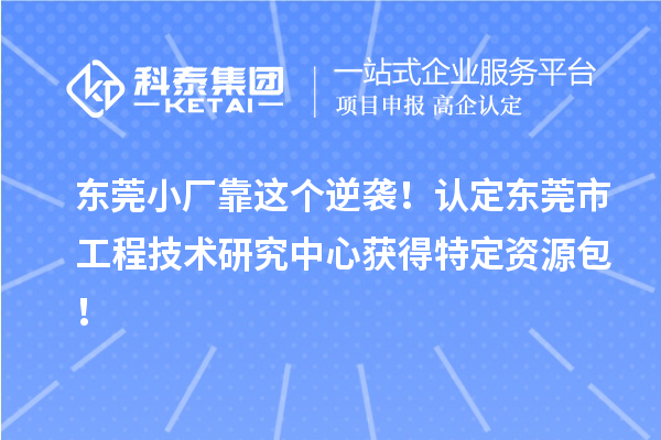 东莞小厂靠这个逆袭！认定东莞市工程技术研究中心获得特定资源包！