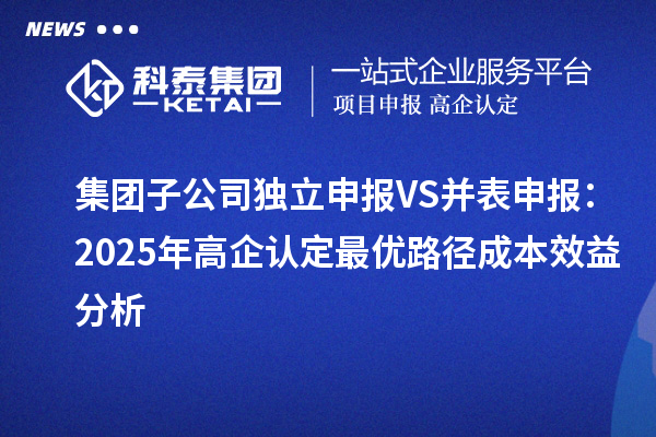 集团子公司独立申报VS并表申报：2025年高企认定最优路径成本效益分析