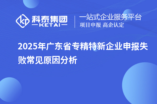2025年广东省专精特新企业申报失败常见原因分析