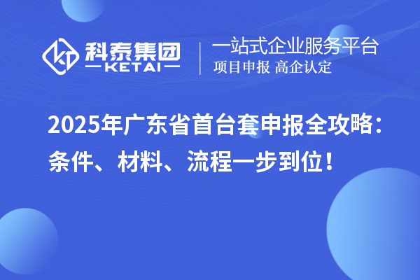 2025年广东省首台套申报全攻略：条件、材料、流程一步到位！