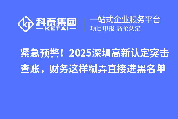 紧急预警！2025深圳高新认定突击查账，财务这样糊弄直接进黑名单