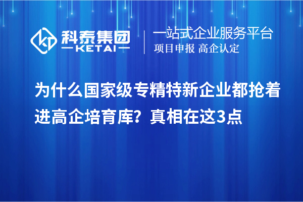 为什么国家级专精特新企业都抢着进高企培育库？真相在这3点