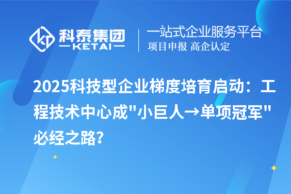 2025科技型企业梯度培育启动：工程技术中心成"小巨人→单项冠军"必经之路？
