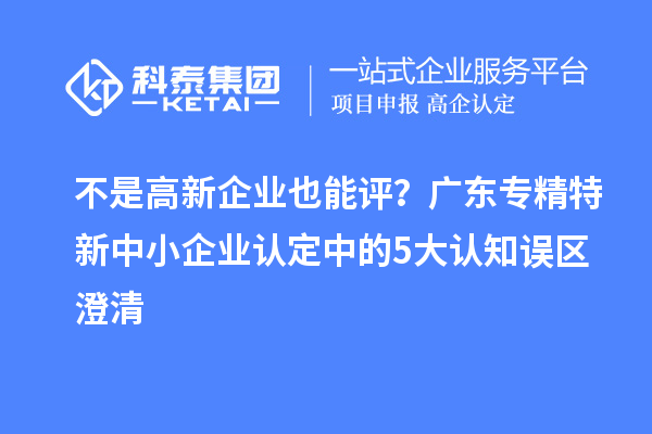 不是高新企业也能评？广东专精特新中小企业认定中的5大认知误区澄清