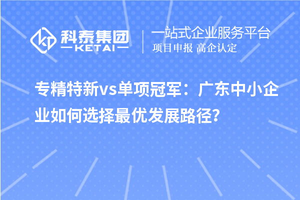 专精特新 vs 单项冠军：广东中小企业如何选择最优发展路径？