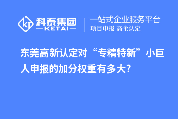 东莞高新认定对“专精特新”小巨人申报的加分权重有多大?