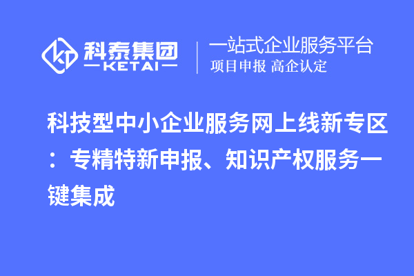 科技型中小企业服务网上线新专区：专精特新申报、知识产权服务一键集成