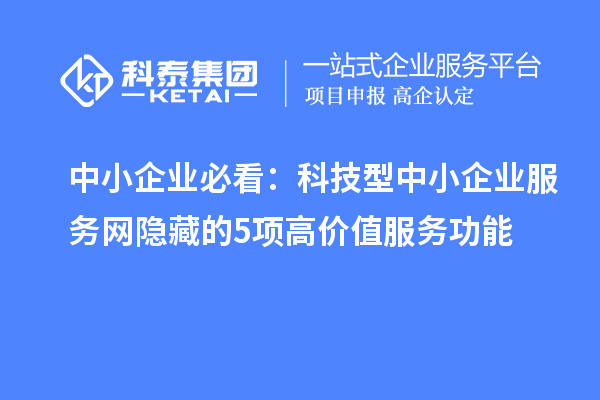 中小企业必看：科技型中小企业服务网隐藏的5项高价值服务功能